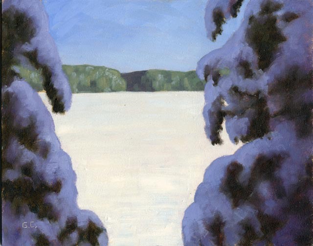 Cache Lake Framed Oil on Panel