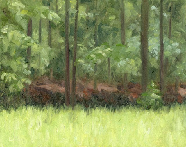 Greens of Midday on Masonite Board