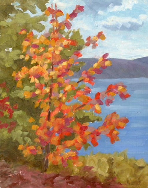 Maple Leaves Oil on Board