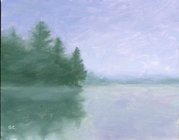 Misty Morning Joe Lake Oil on Board