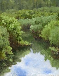 Summer Creek on Wood Panel 