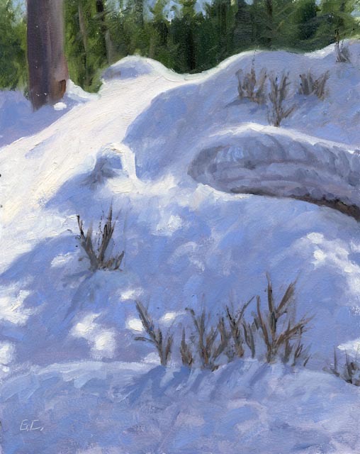 Winter Hillside Oil on Board